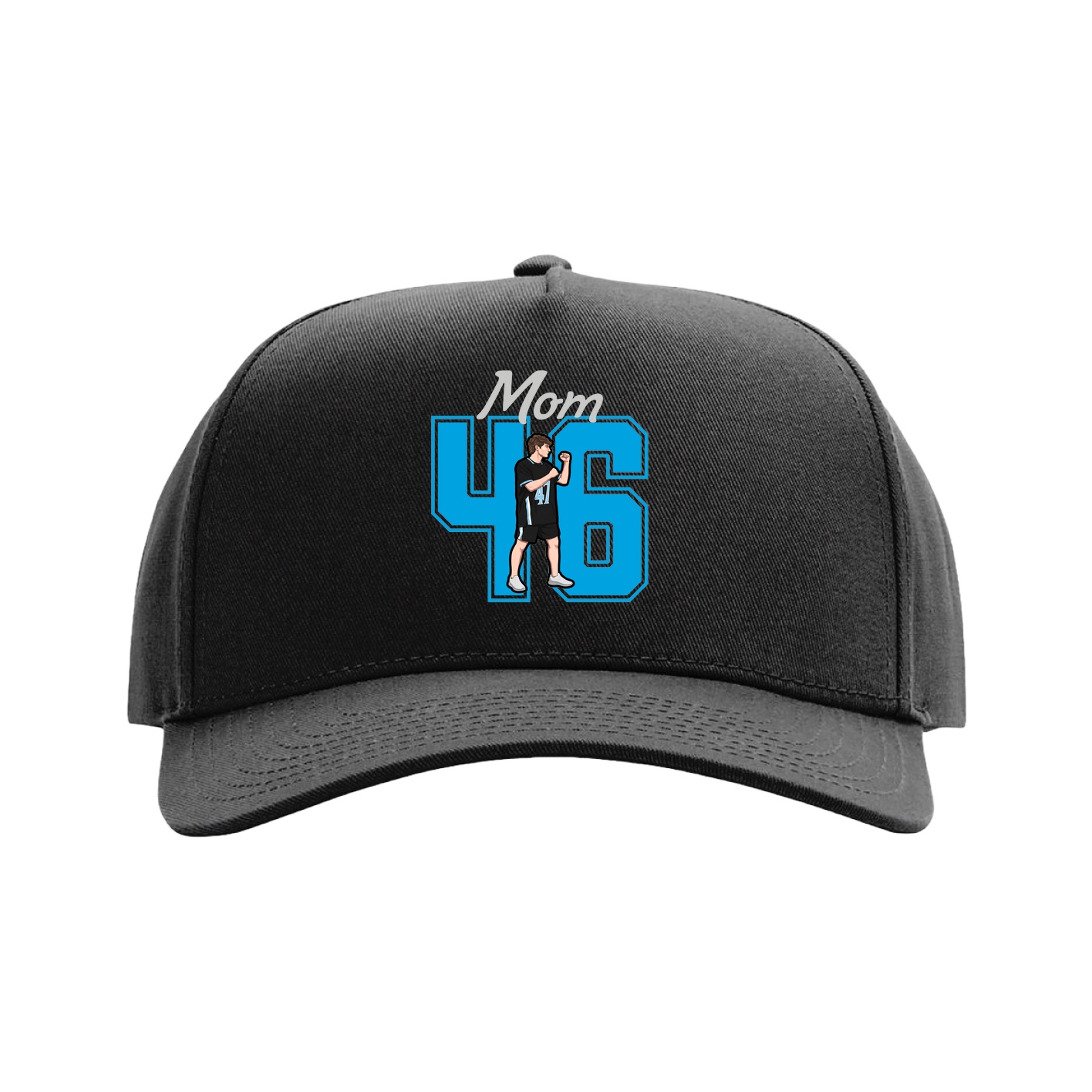 Full Fabric Five-Panel Champ Cap — Mothers Day Shirsey in Black