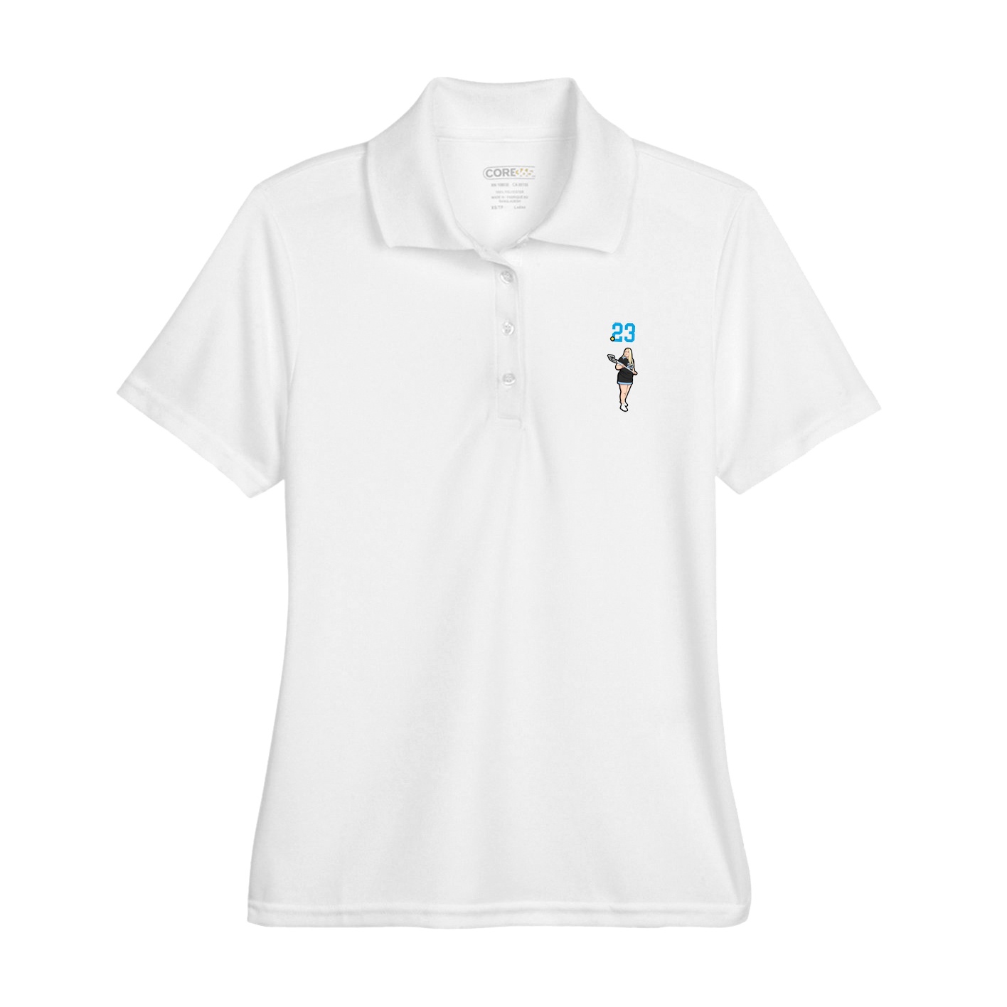 Womens Performance Polo — Number Top in White