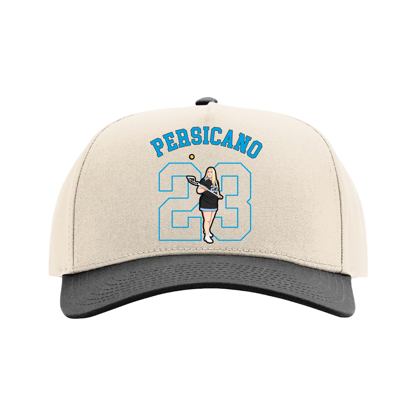 Full Fabric Five-Panel Champ Cap — Shirsey Arch in Cream/Black