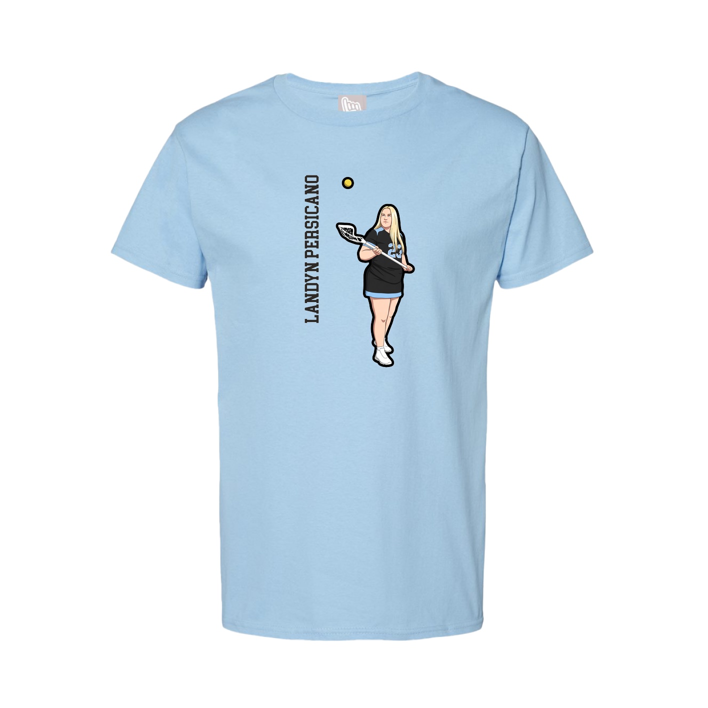 Youth Tee — Name Vertical in Light Blue