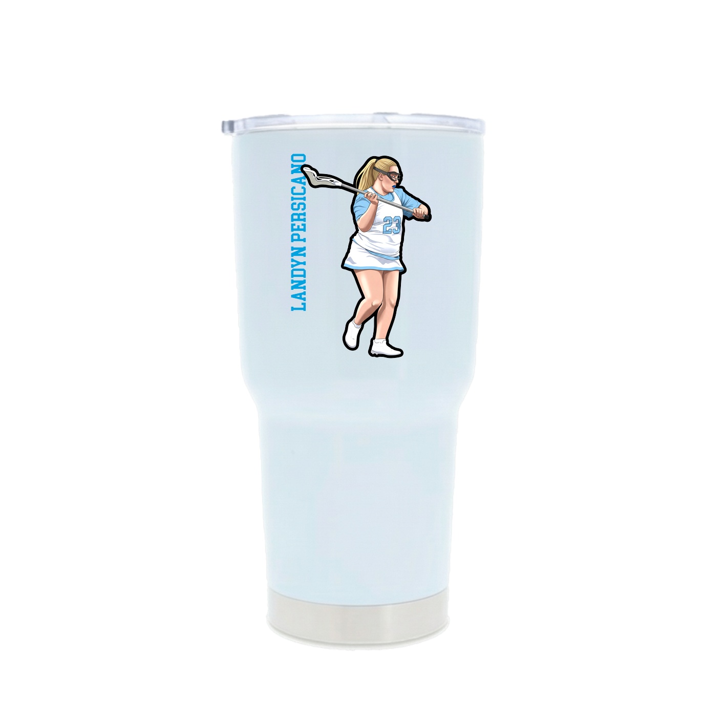 30oz Stainless Steel Tumbler — Name Vertical in White