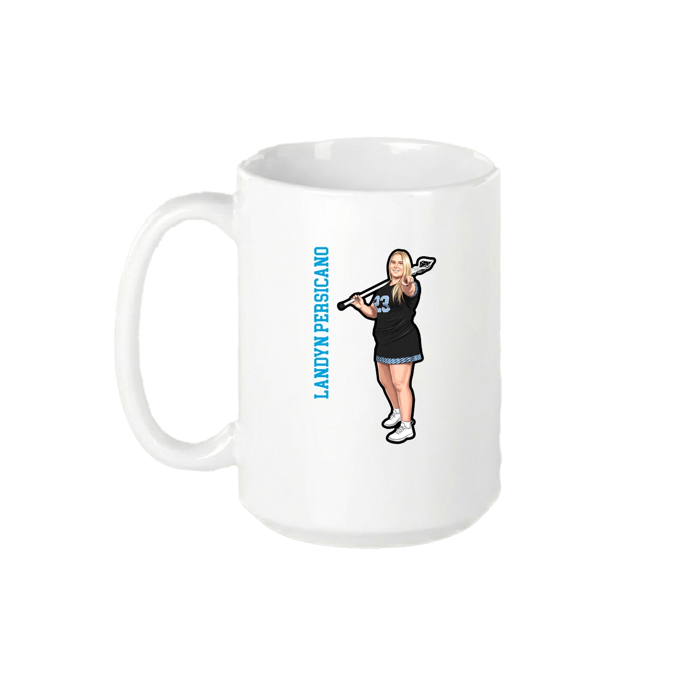 15oz Coffee Mug — Name Vertical in White