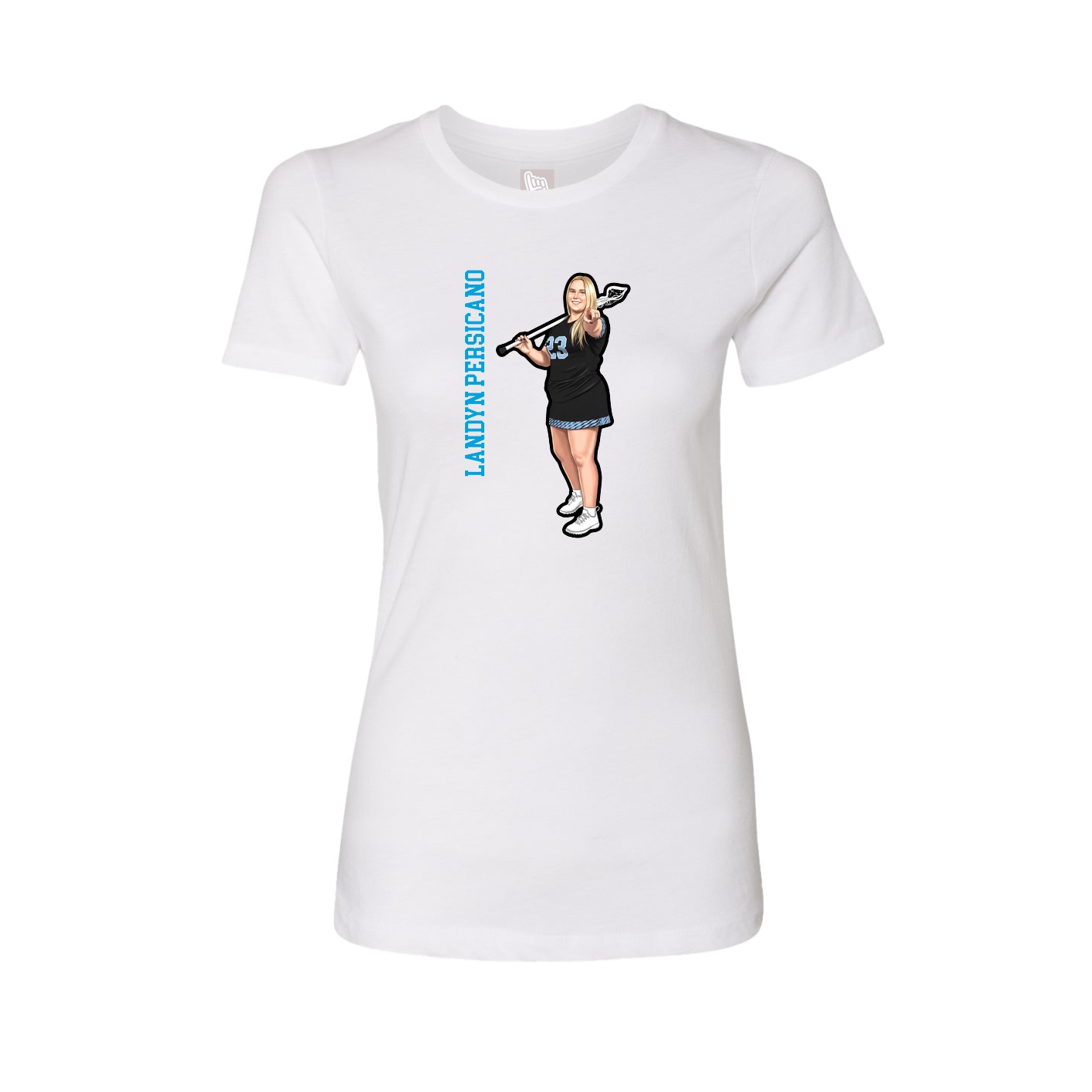 Fitted Women's Tee — Name Vertical in White