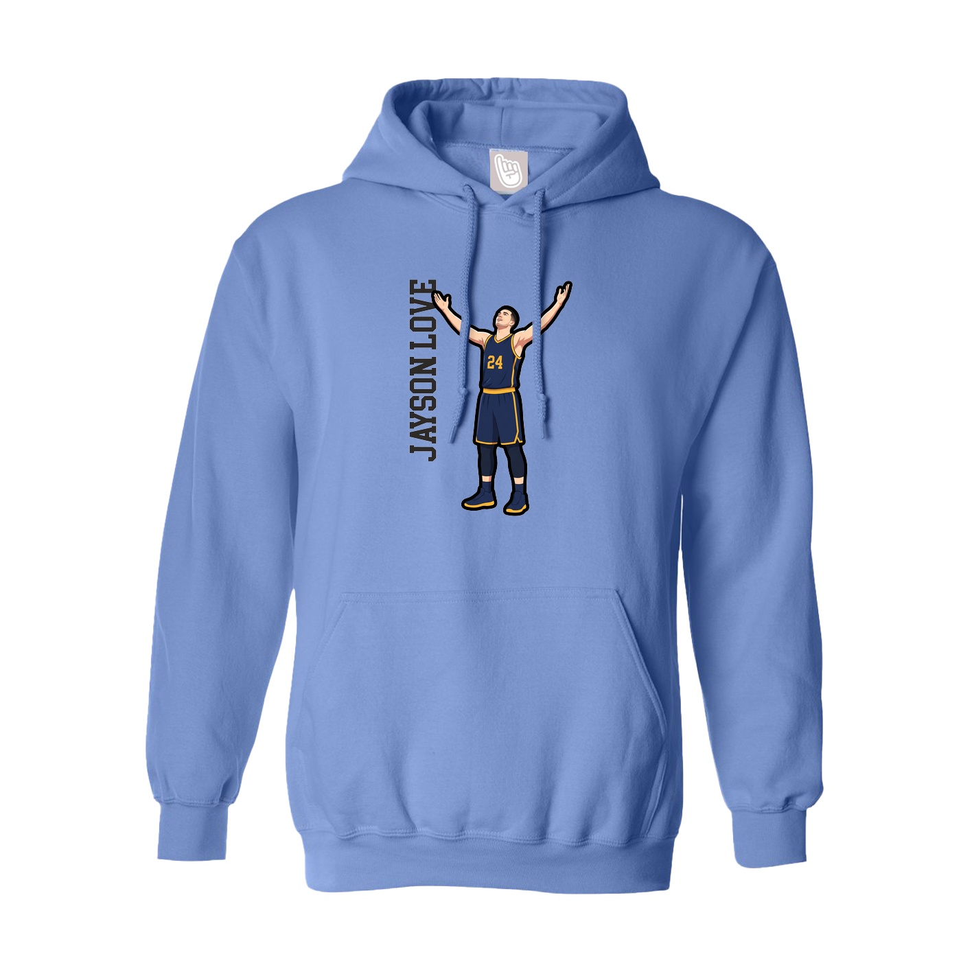 Youth Hoodie — Name Vertical in Powder Blue