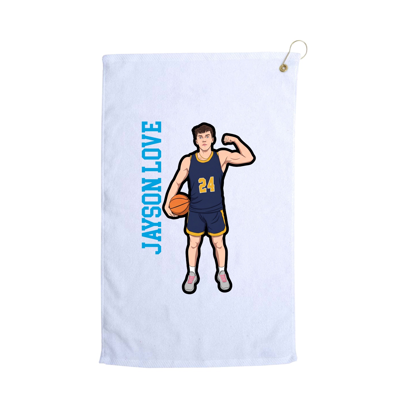 Golf Towel — Name Vertical in White