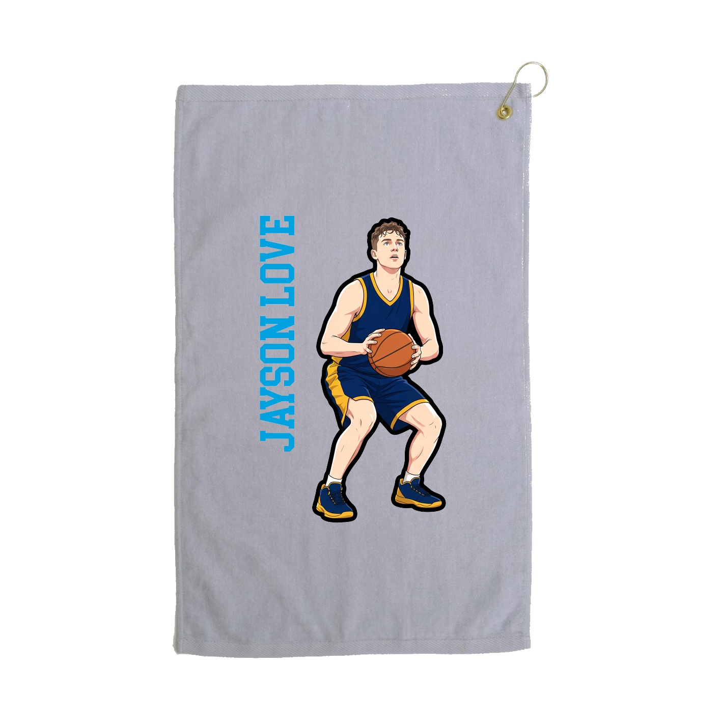 Golf Towel — Name Vertical in Grey