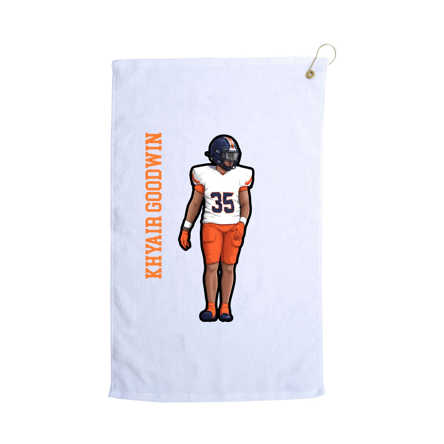 Golf Towel — Name Vertical in White