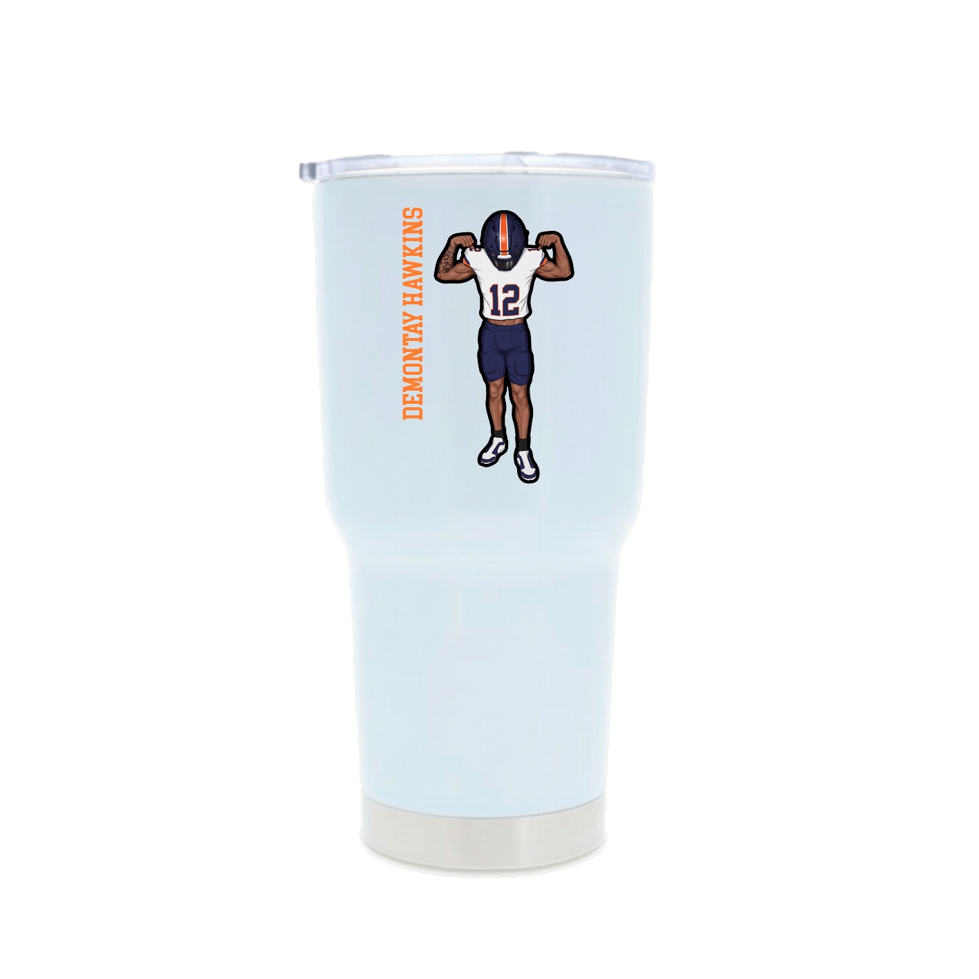 30oz Stainless Steel Tumbler — Name Vertical in White