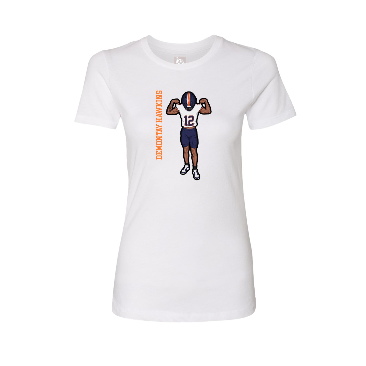 Fitted Women's Tee — Name Vertical in White