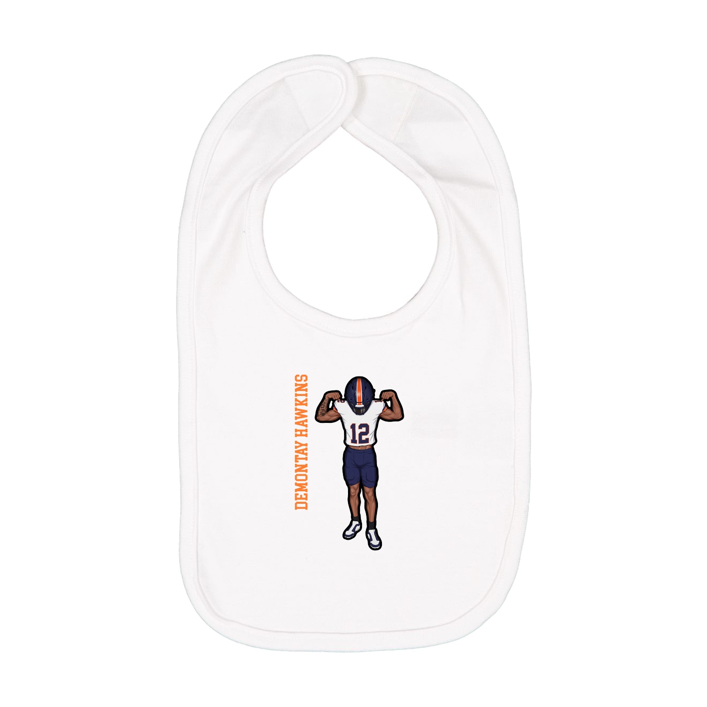 Infant Bib — Name Vertical in White