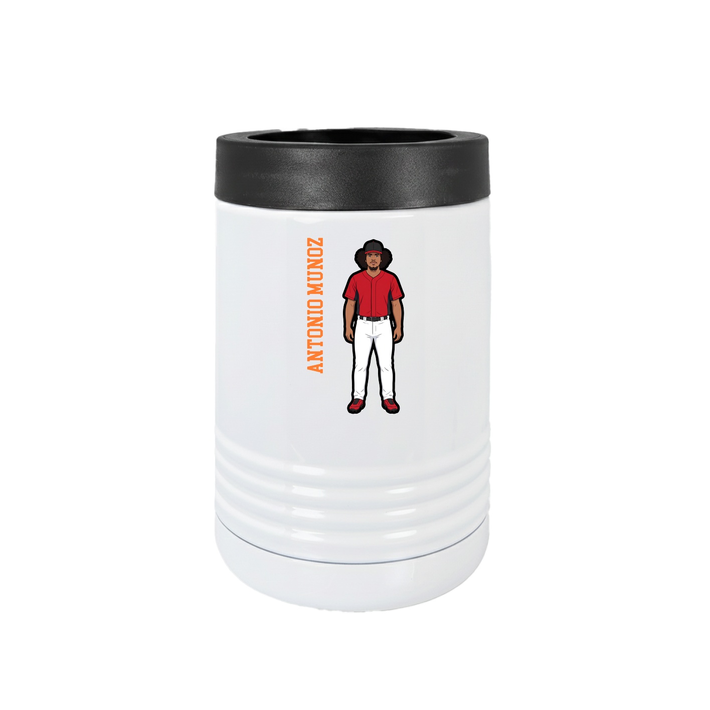 Beverage Holder — Name Vertical in White