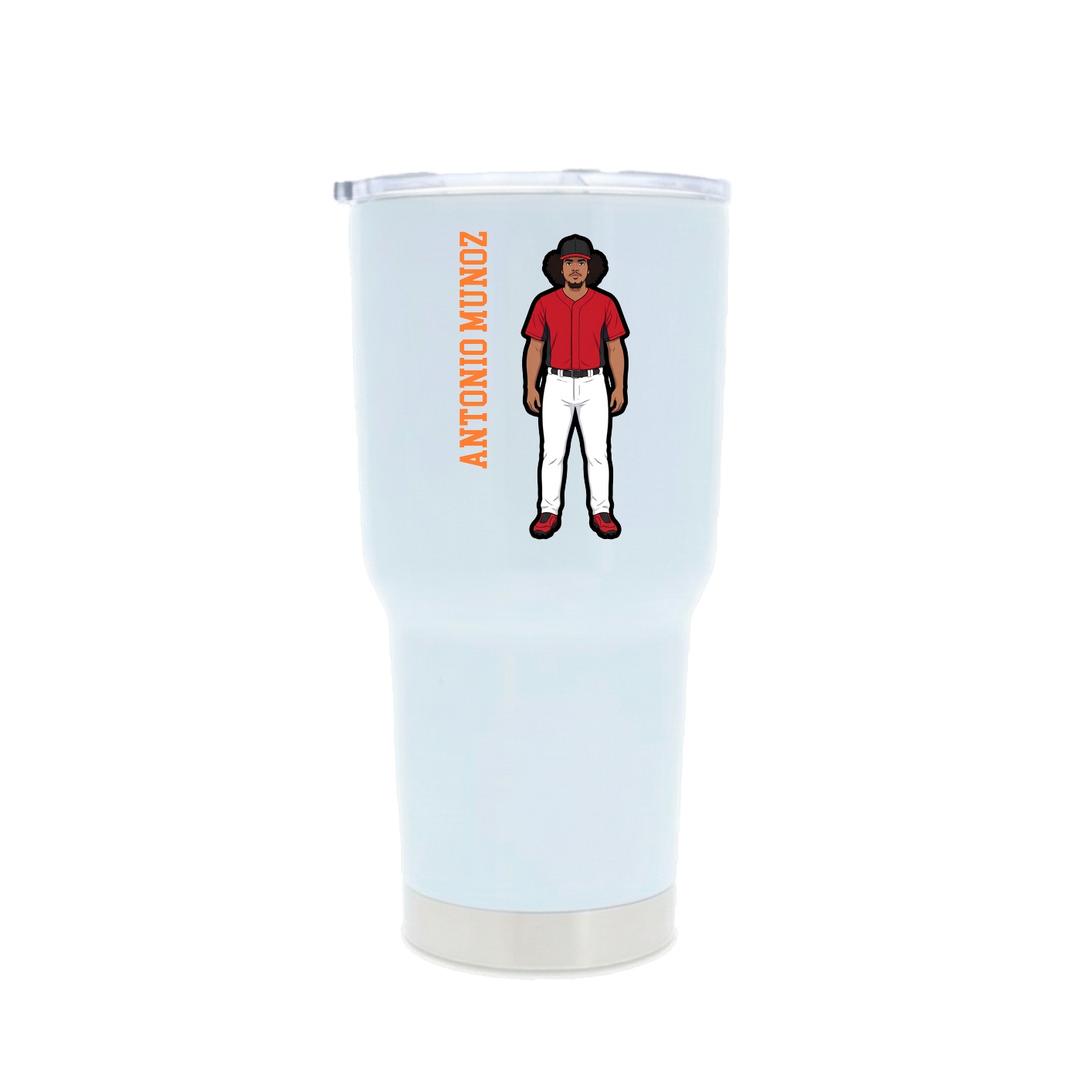 30oz Stainless Steel Tumbler — Name Vertical in White