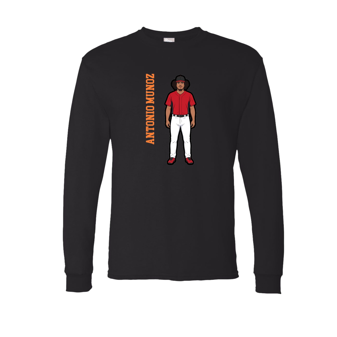 Long Sleeve Tee — Name Vertical in Black
