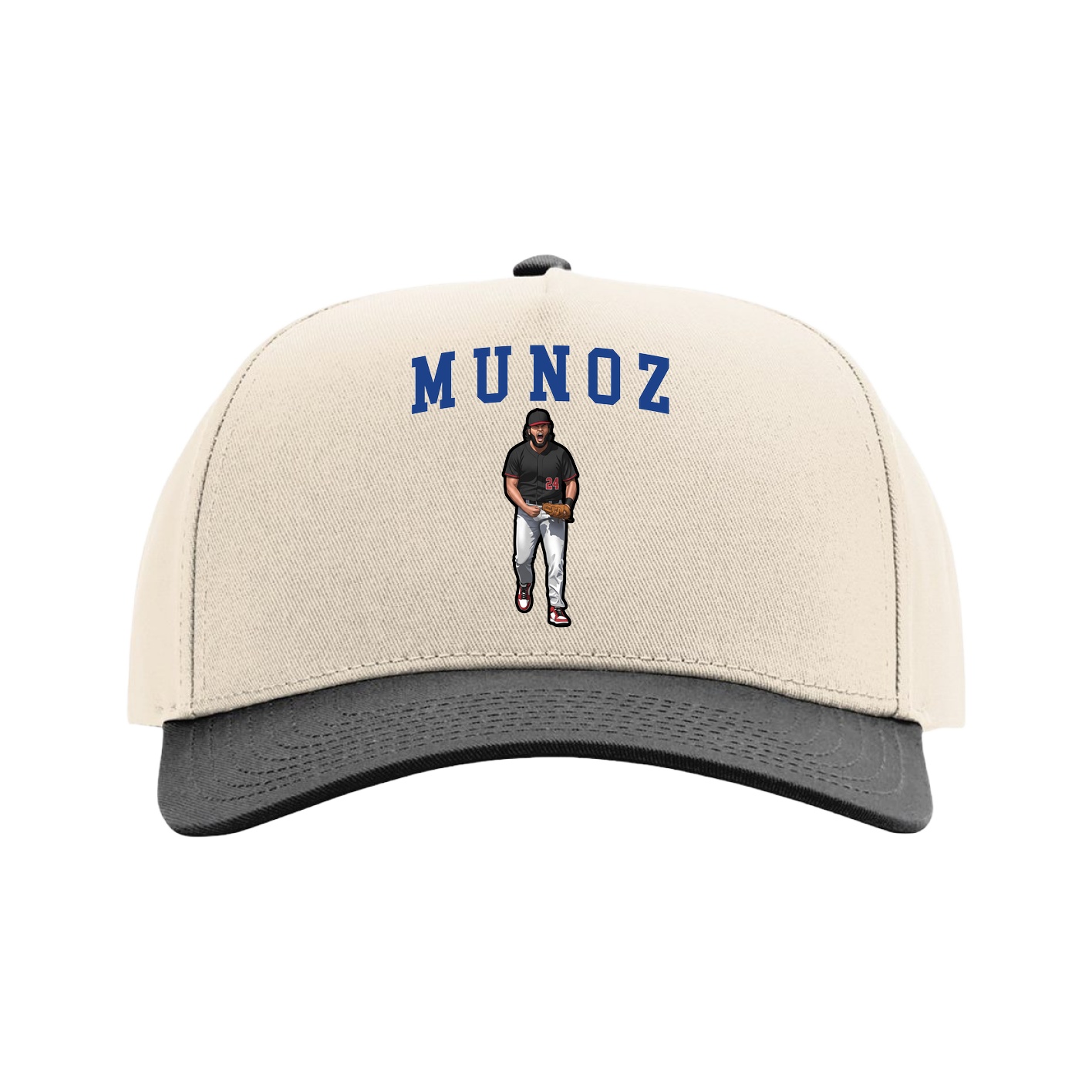 Full Fabric Five-Panel Champ Cap — Shirsey in Cream/Black