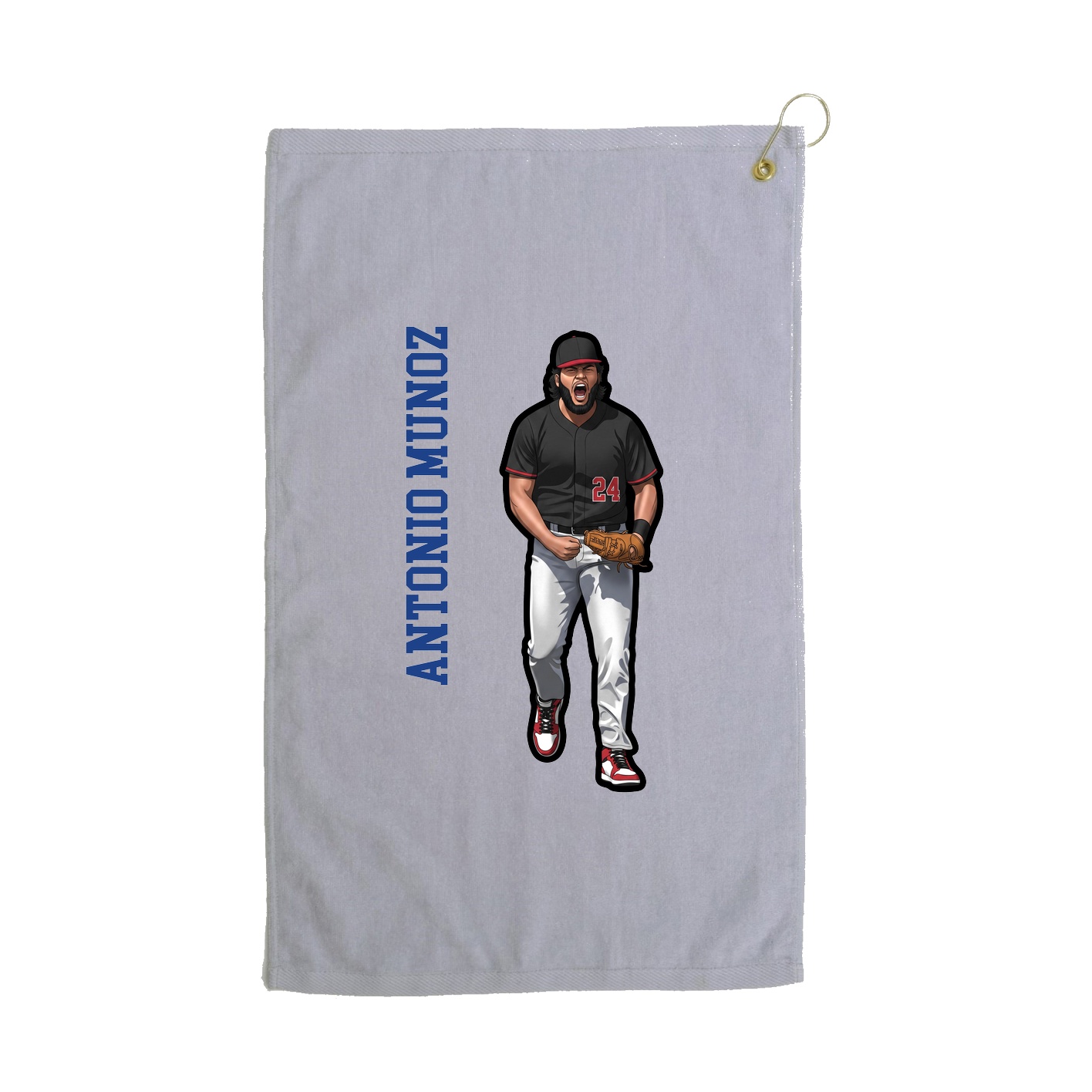 Golf Towel — Name Vertical in Grey