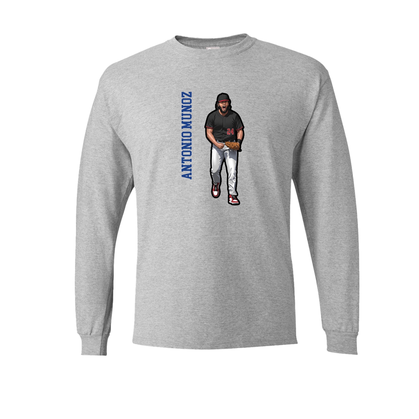 Long Sleeve Tee — Name Vertical in Grey