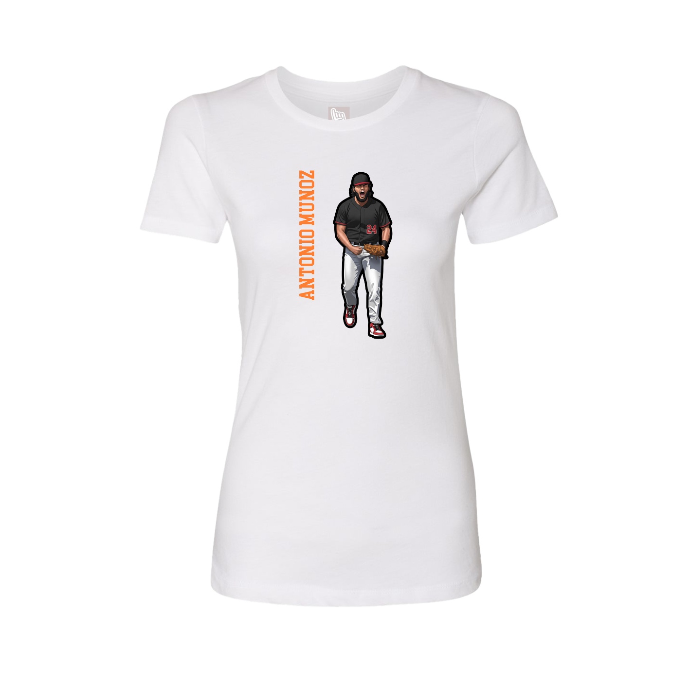 Womens Tee — Name Vertical in White