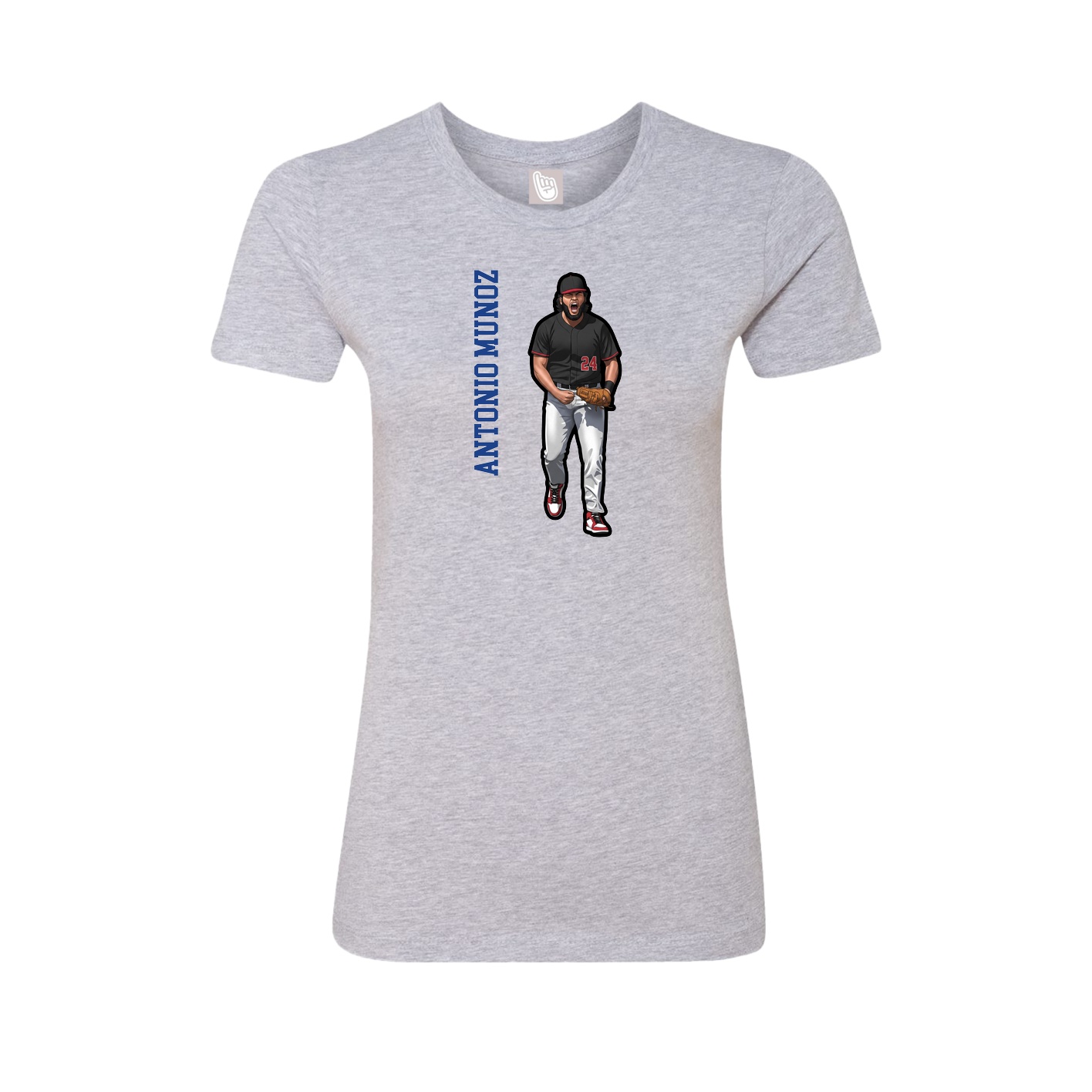 Fitted Women's Tee — Name Vertical in Grey