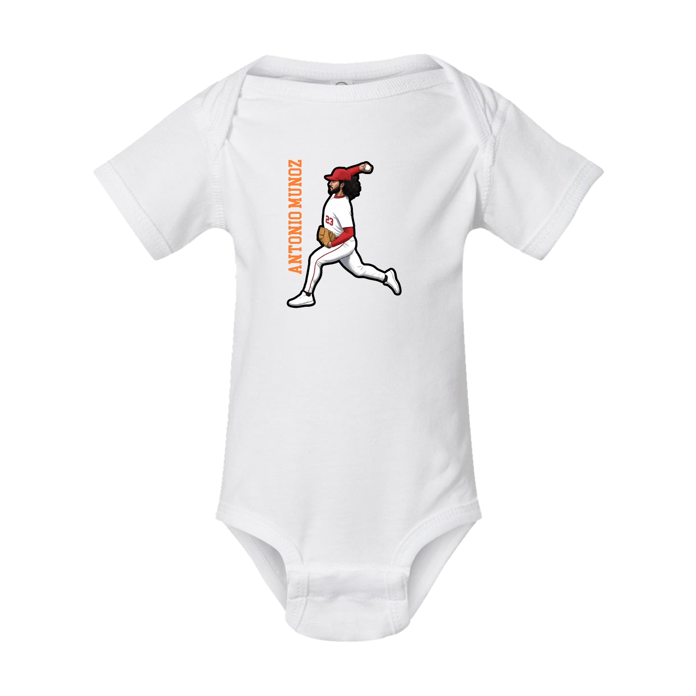 Baby Onesie — Name Vertical in White
