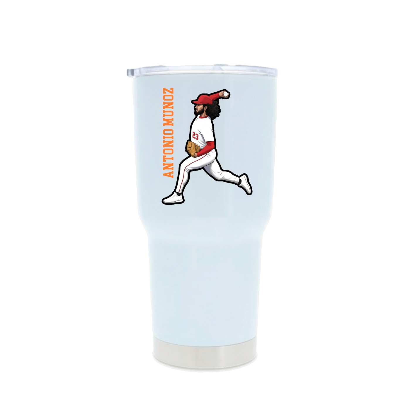 30oz Stainless Steel Tumbler — Name Vertical in White