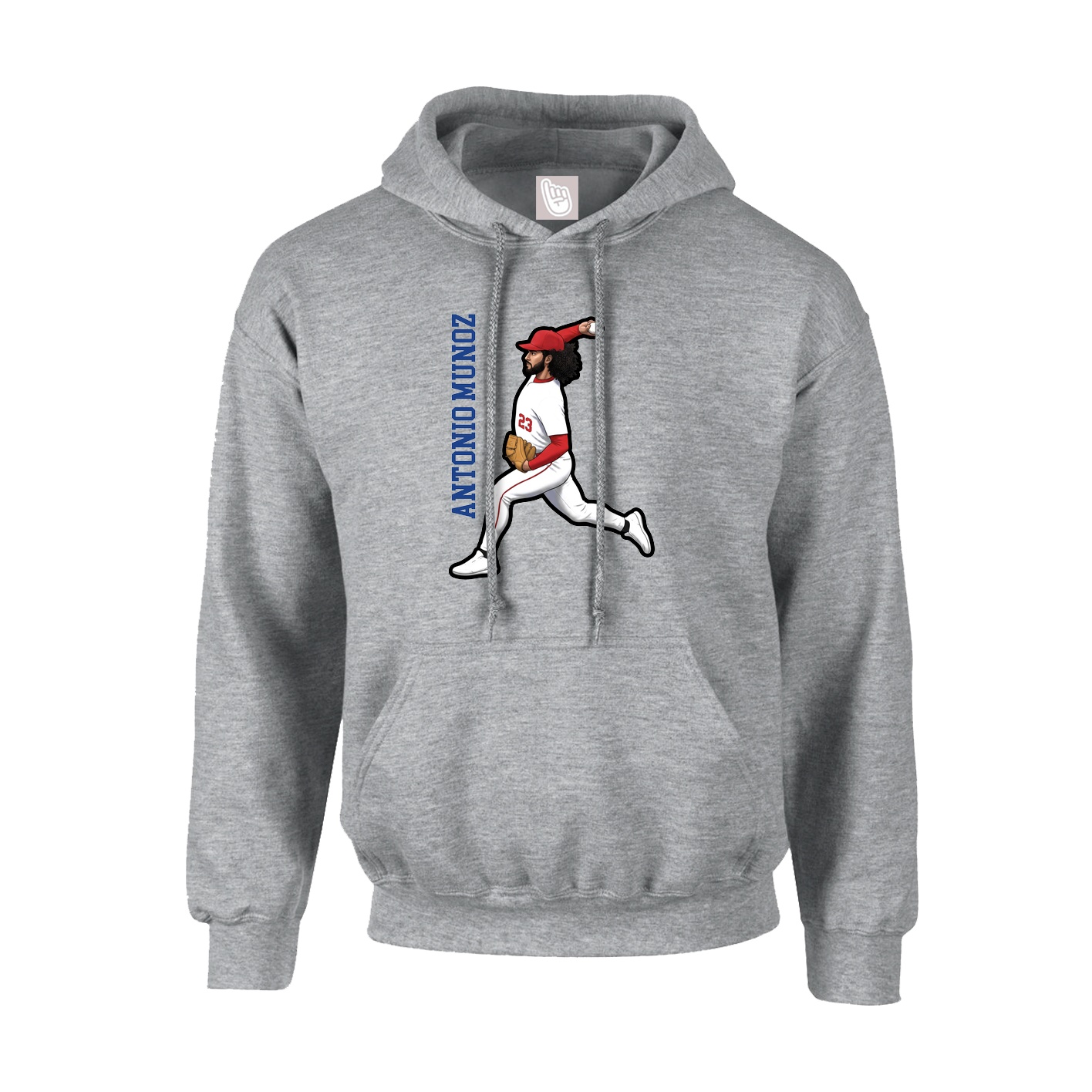 Hoodie — Name Vertical in Grey