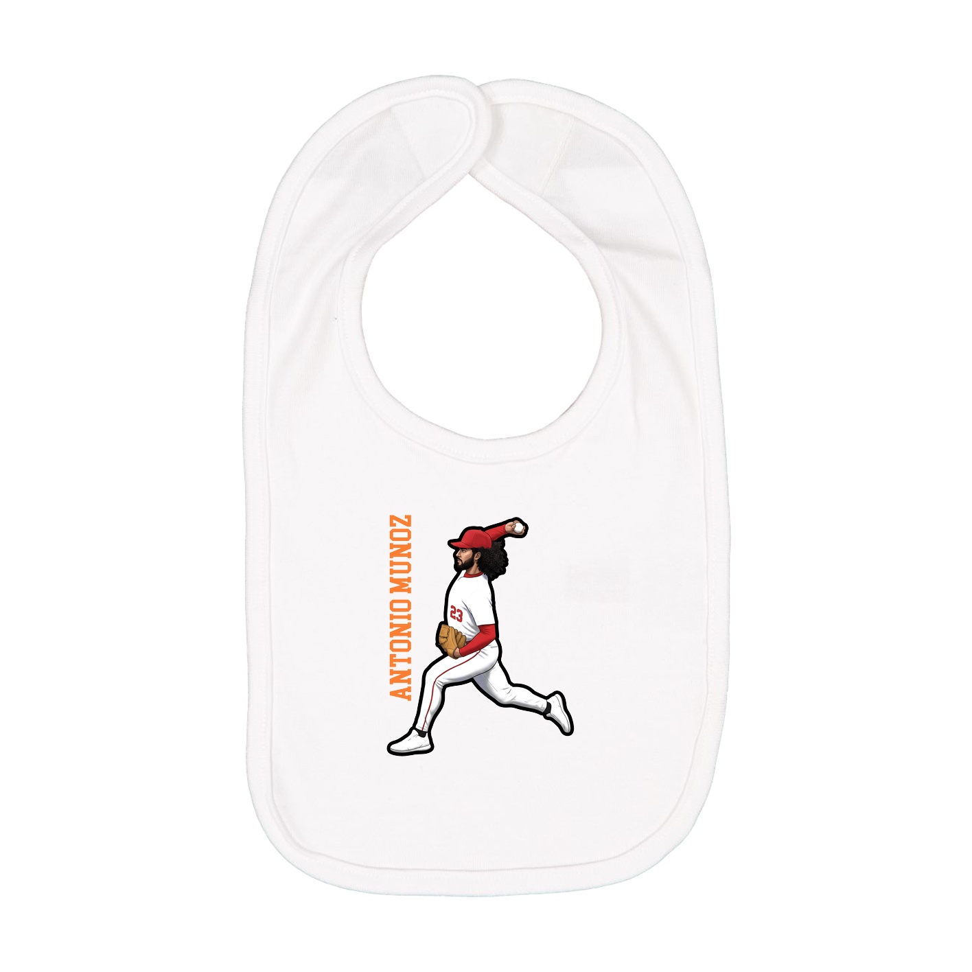 Infant Bib — Name Vertical in White
