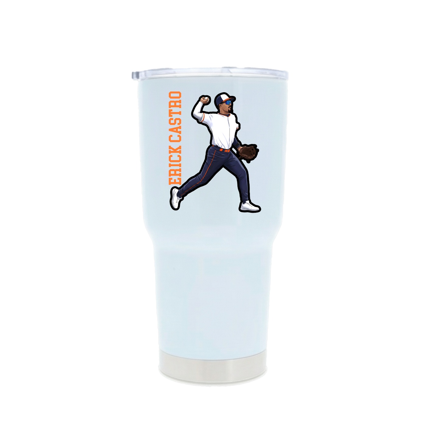 30oz Stainless Steel Tumbler — Name Vertical in White