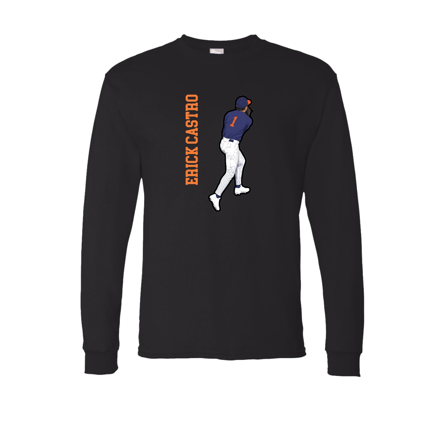 Long Sleeve Tee — Name Vertical in Black