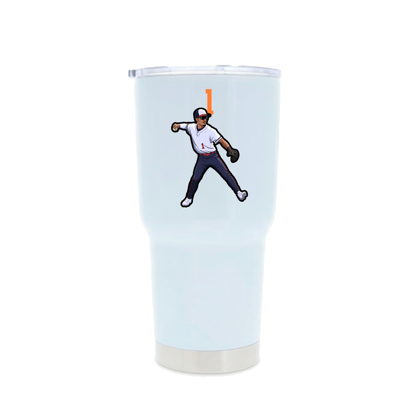 30oz Stainless Steel Tumbler — Number Top in White