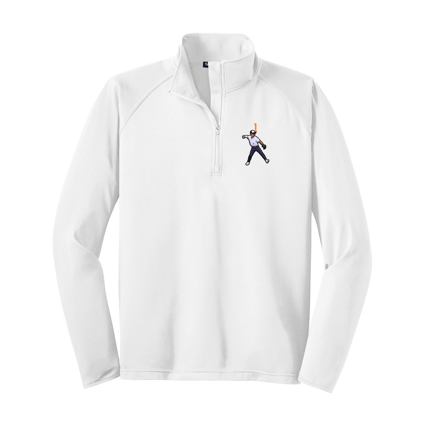 Q-Zip Pullover — Number Top in White