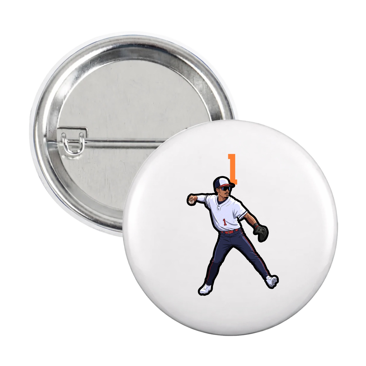 Game Day Button — Number Top in White