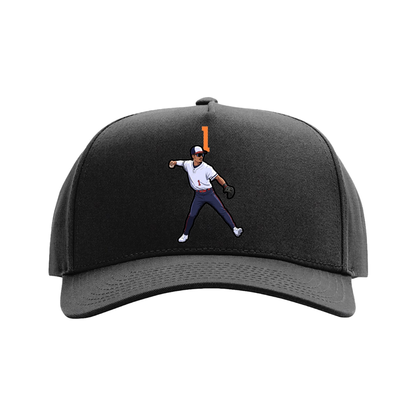 Full Fabric Five-Panel Champ Cap — Number Top in Black