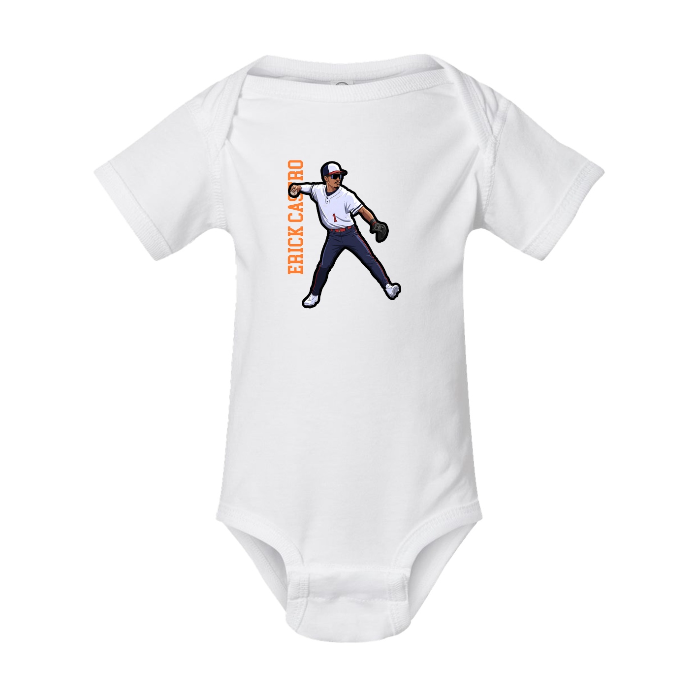 Baby Onesie — Name Vertical in White