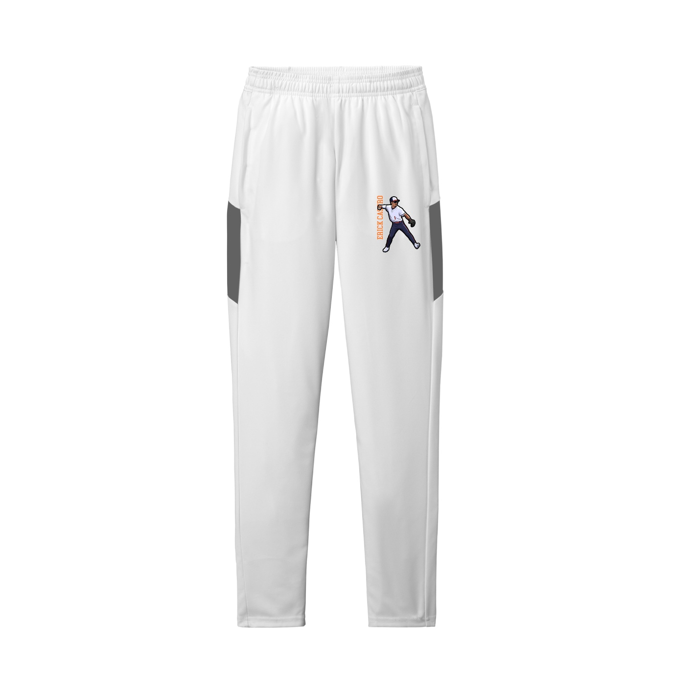 Team Travel Pant — Name Vertical in White/Grey