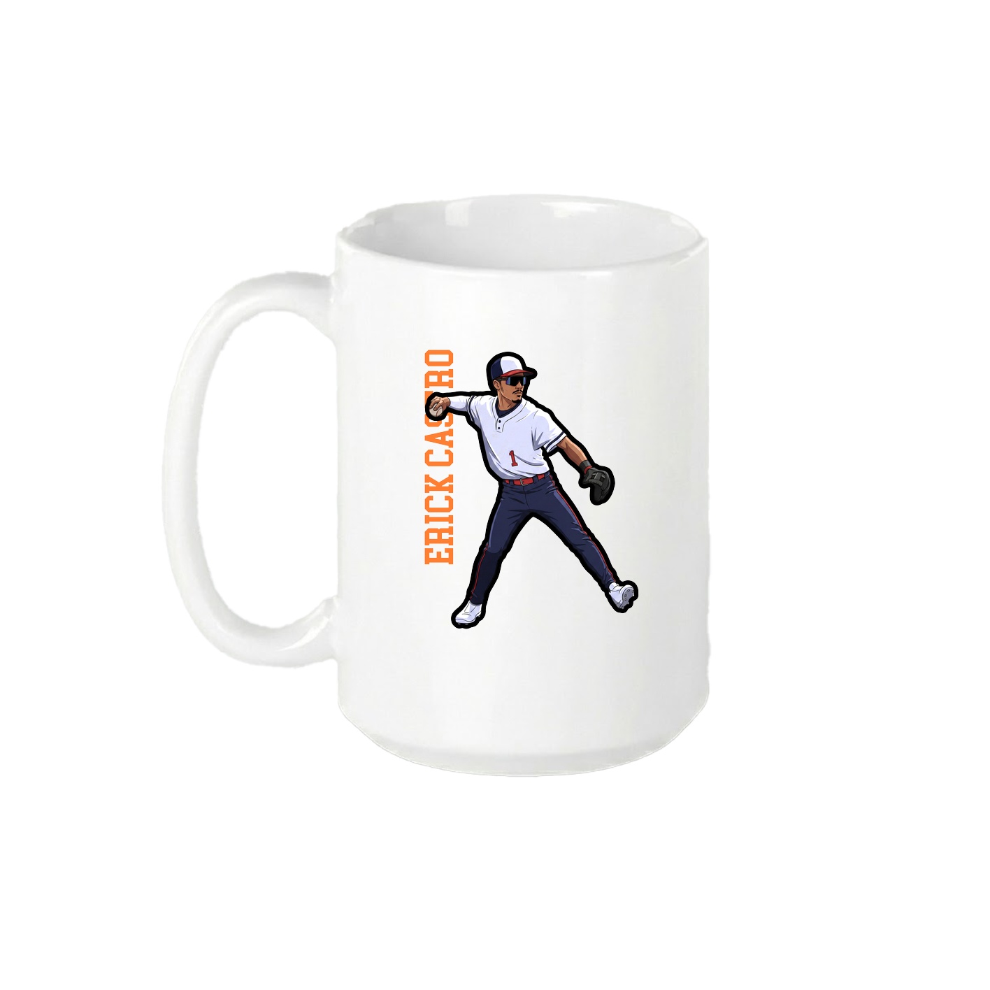15oz Coffee Mug — Name Vertical in White
