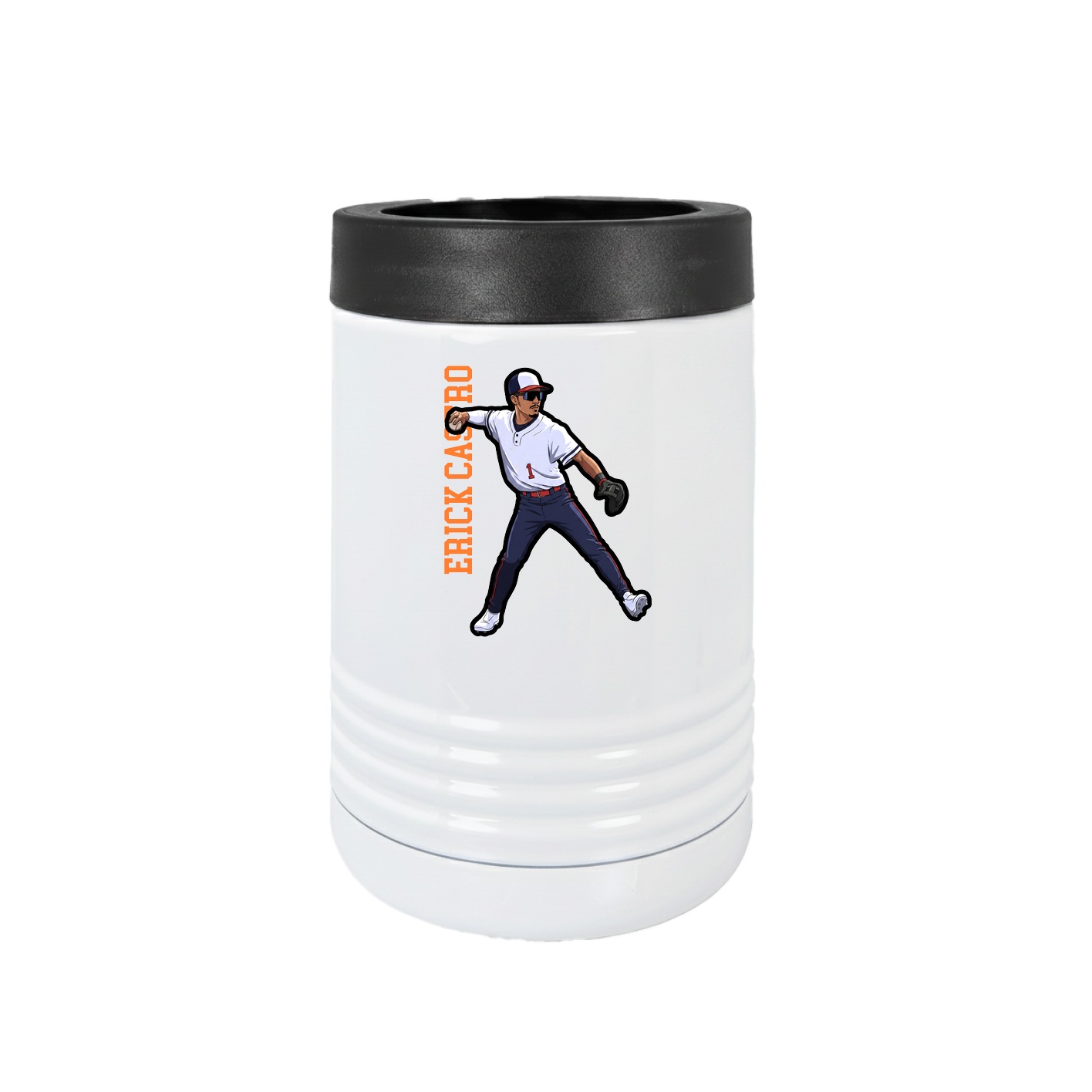 Beverage Holder — Name Vertical in White