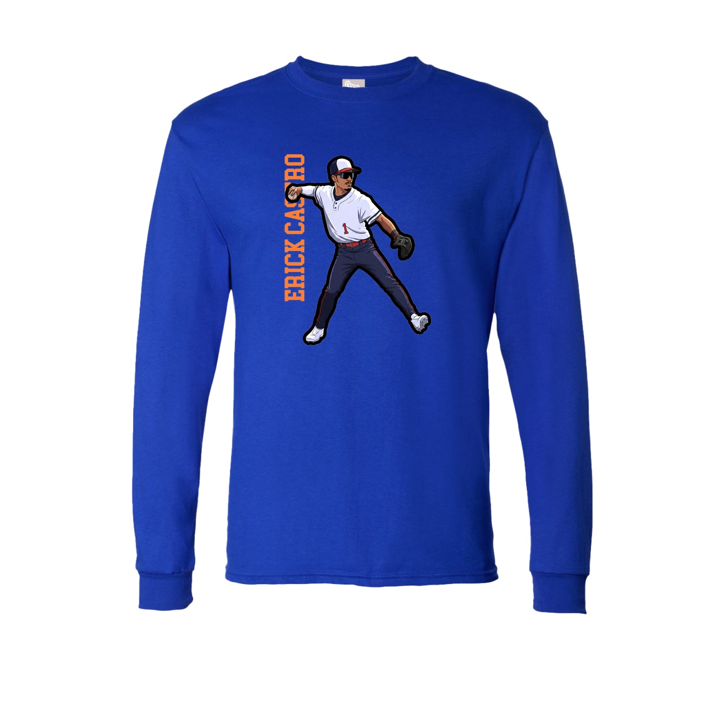 Long Sleeve Tee — Name Vertical in Royal
