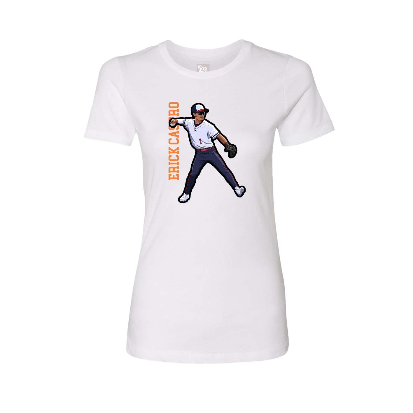 Womens Tee — Name Vertical in White