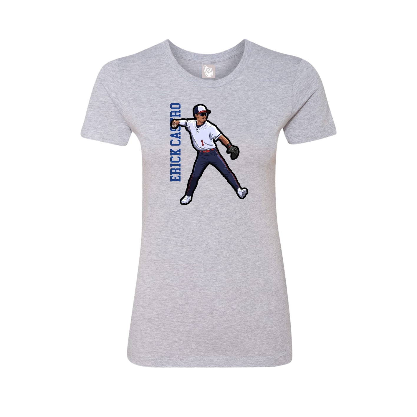 Fitted Women's Tee — Name Vertical in Grey