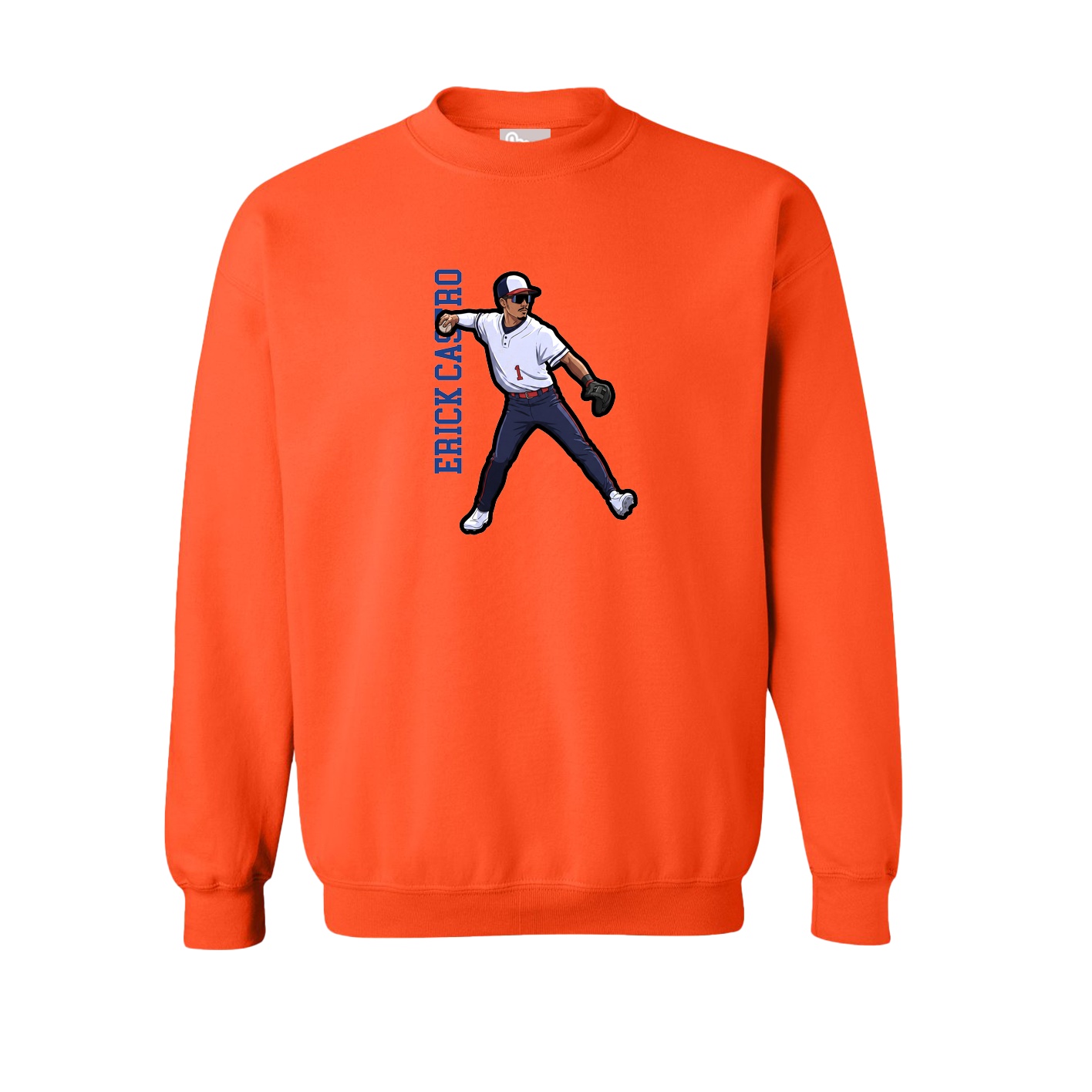 Fleece Crew — Name Vertical in Orange