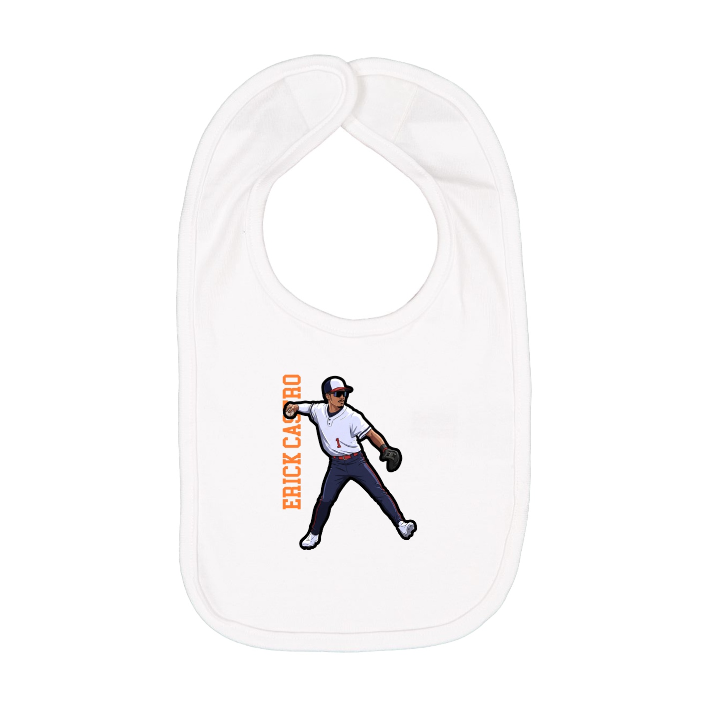 Infant Bib — Name Vertical in White