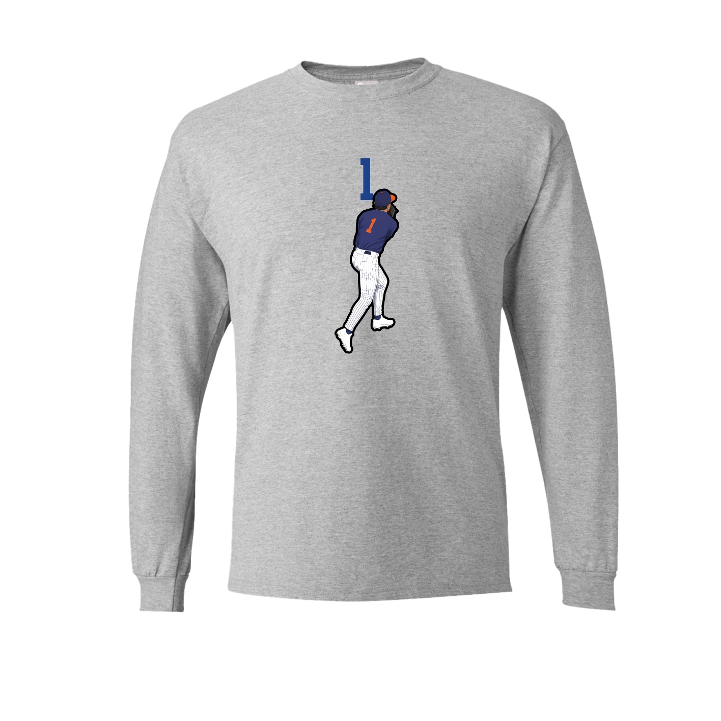 Long Sleeve Tee — Number Top in Grey