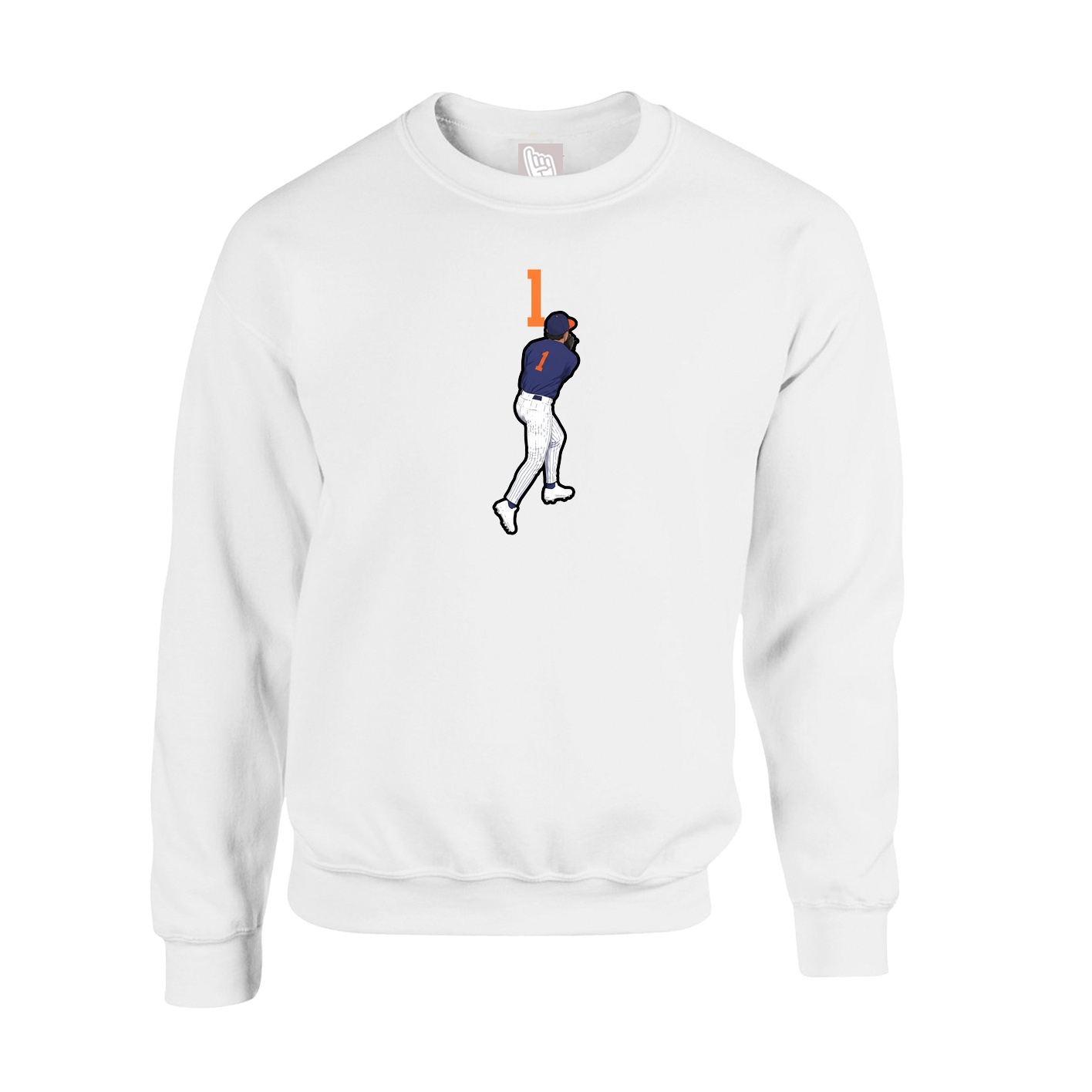 Fleece Crew — Number Top in White