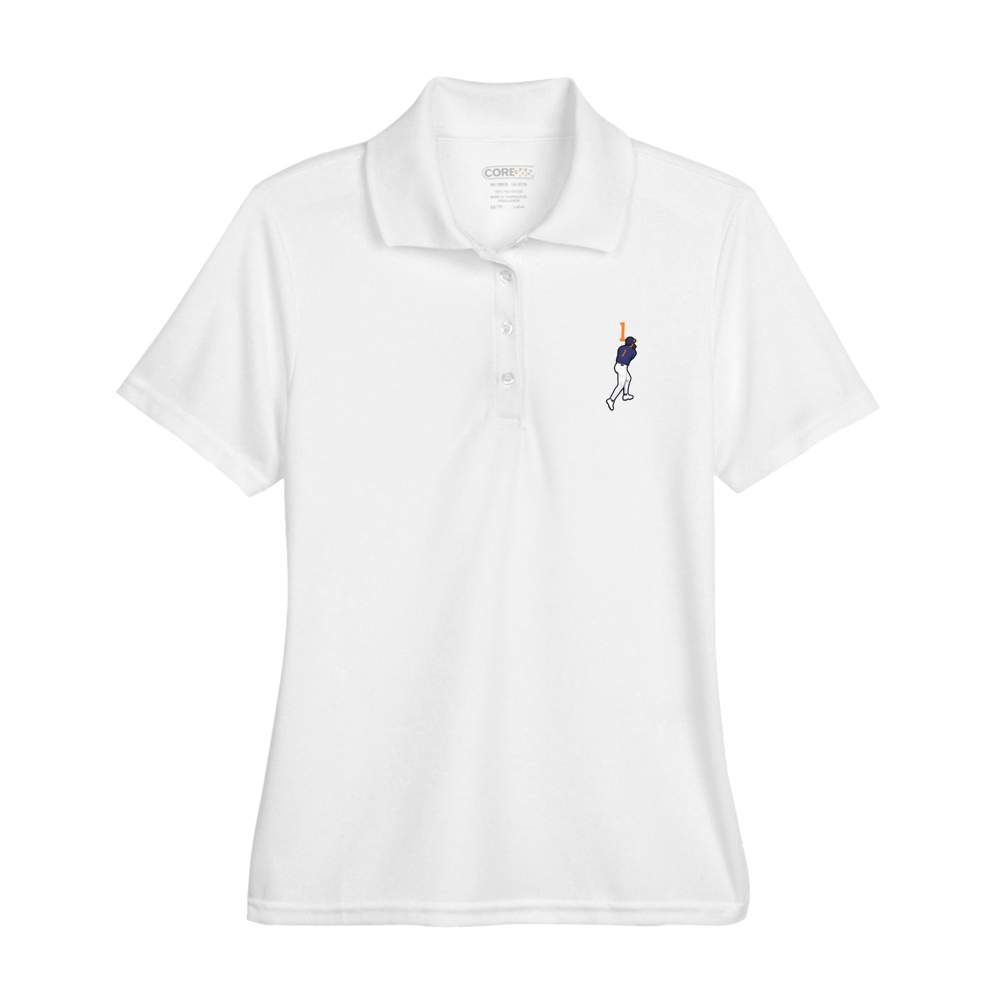 Womens Performance Polo — Number Top in White