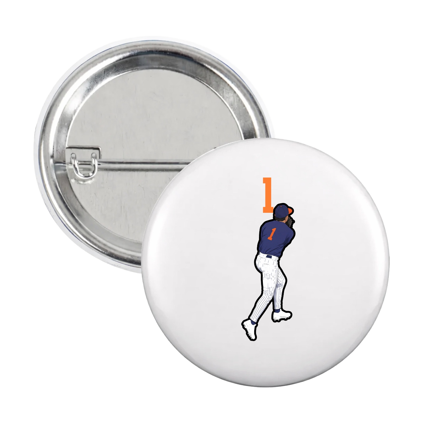 Game Day Button — Number Top in White