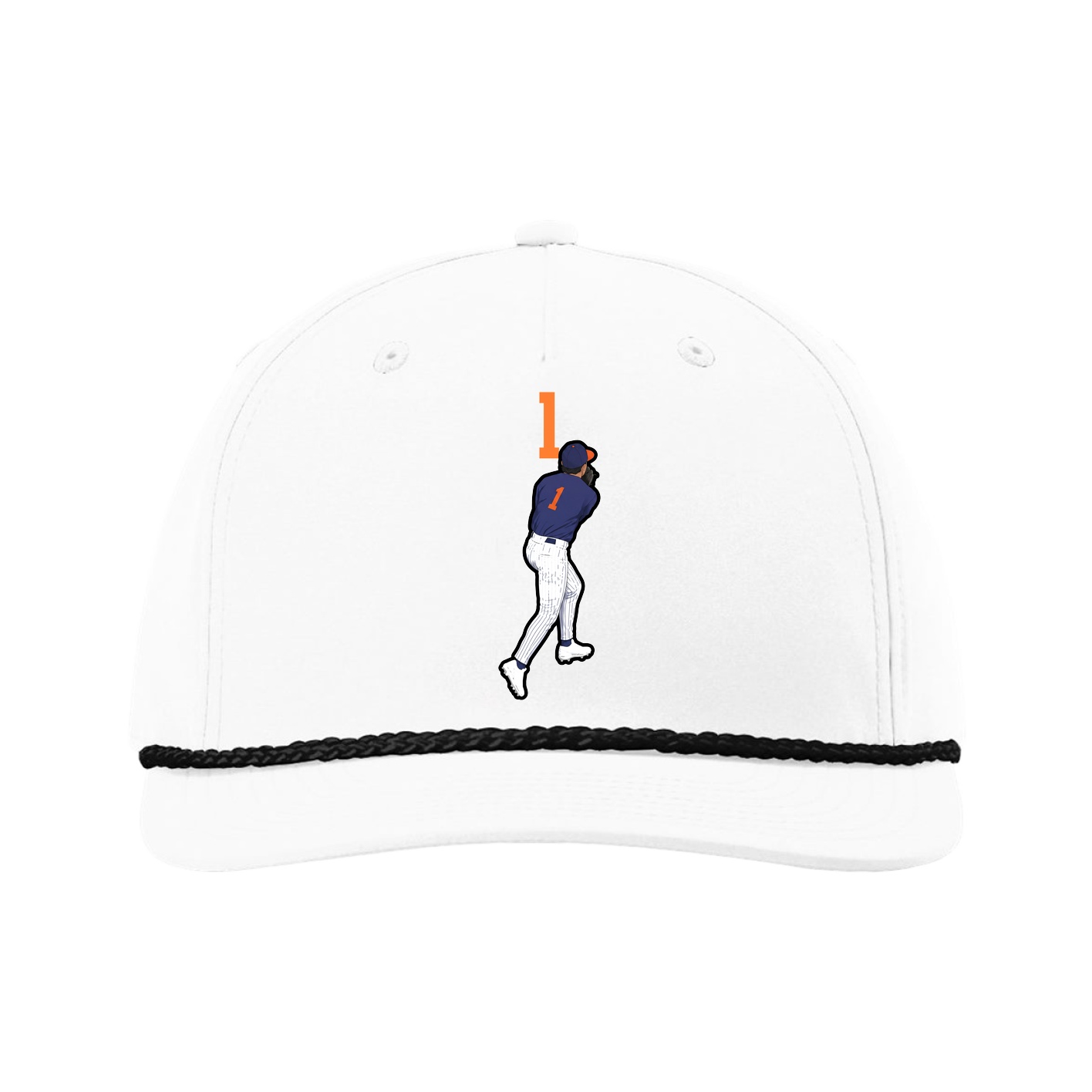 Five-Panel Classic Rope Cap — Number Top in White