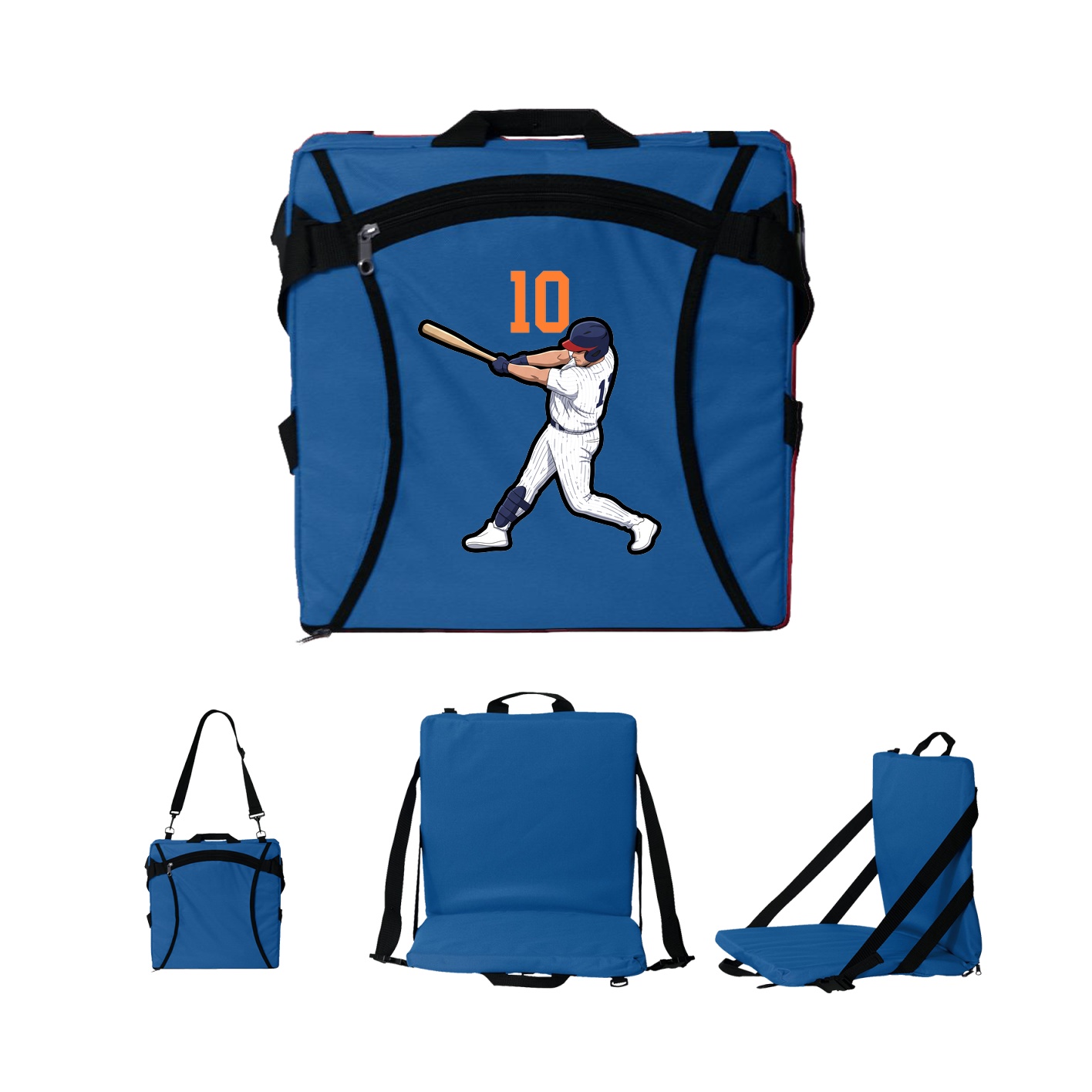 Folding Stadium Seat — Number Top in Royal