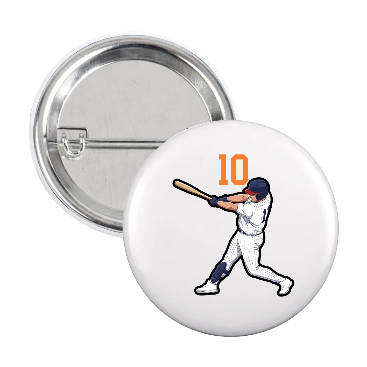 Game Day Button — Number Top in White