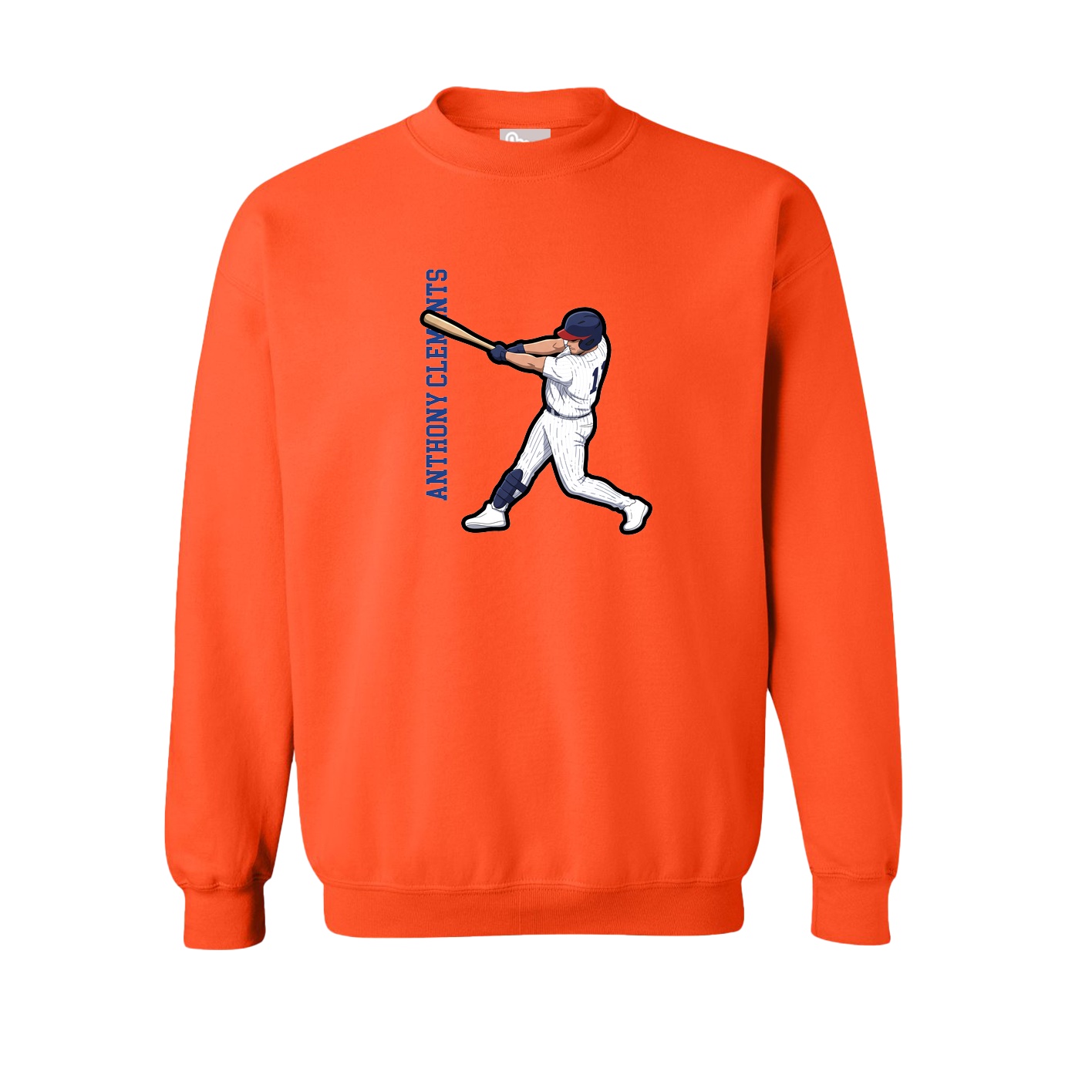 Fleece Crew — Name Vertical in Orange