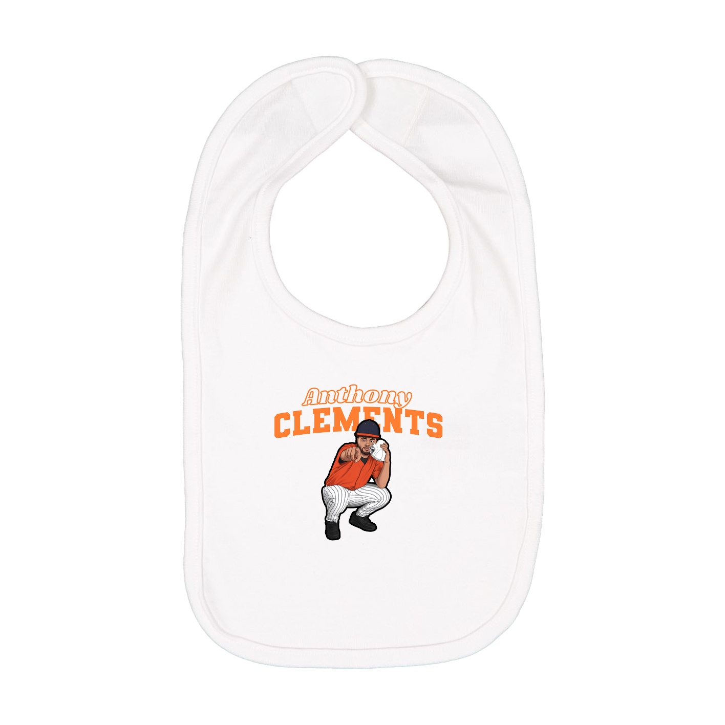 Infant Bib — Name Arch in White